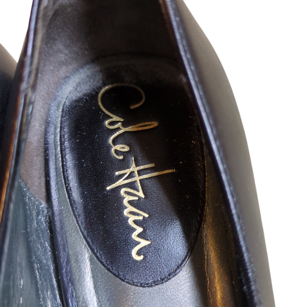 Cole Haan Wedge Heel Open Toe Shoes, 8, Velvet And Leather Dress Sandal - Picture 5 of 12